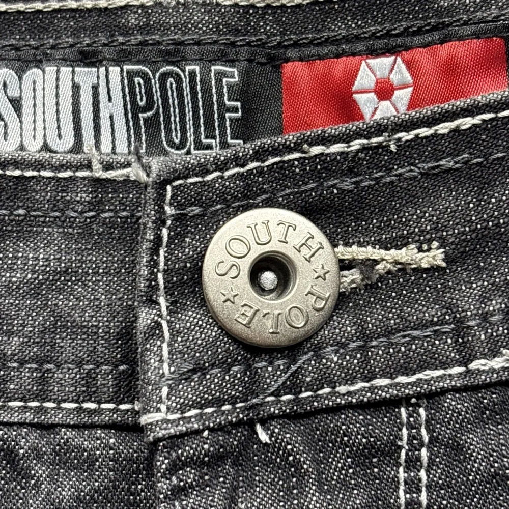 Vintage Southpole Jeans Mens 38x32 Black Denim Y2K Baggy Wide Leg Streetwear EUC